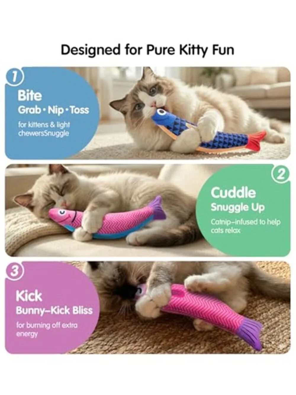 Cat Toys with[5000mg A+Natural Catnip &Silvervine] [Baby Grade]